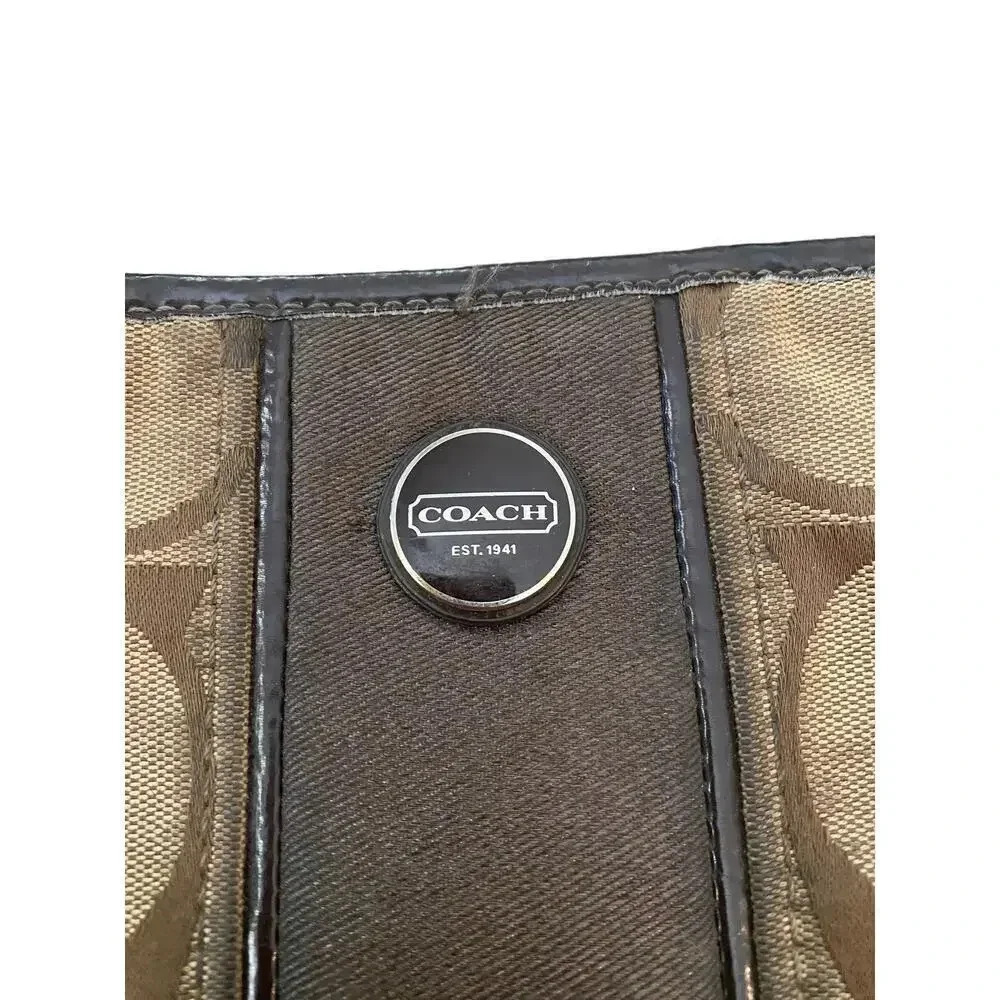Coach Brown Crossbody Classic C’s Canvas Material Satchel Bag Purse - Picture 5 of 5